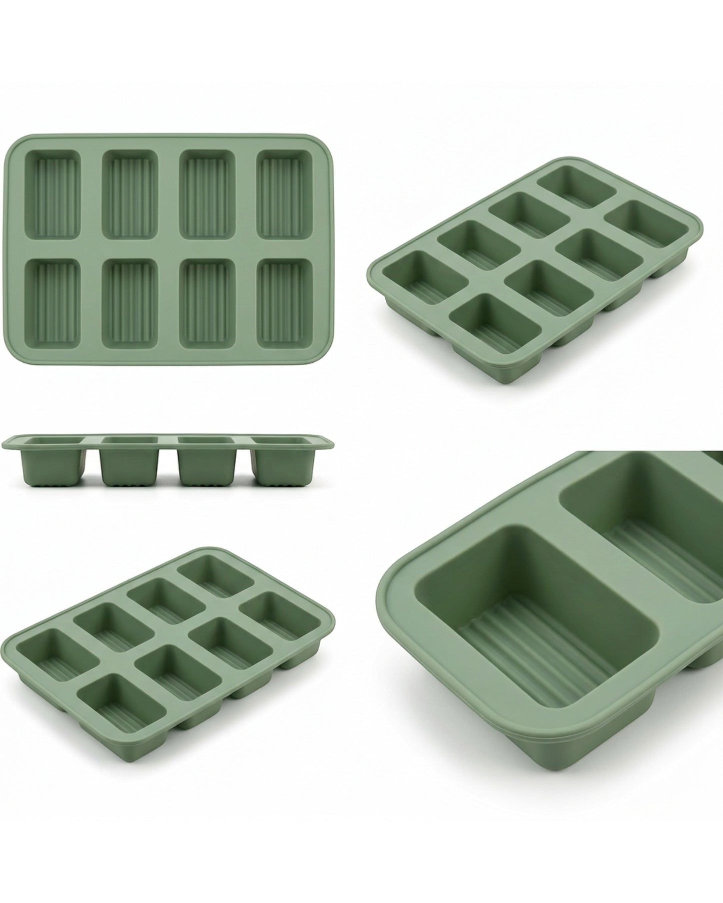 Kovl Silicone Mini Loaf Baking Mold Sage 8 Cavity