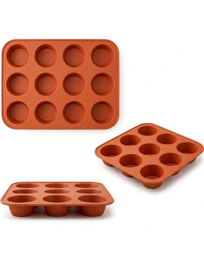 Kovl Silicone Muffin Baking Mold Terracotta 12 Cavity